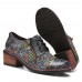 Genuine Leather Handmade Stitching Retro Comfy Side-zip Low Heel Oxfords Shoes
