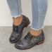Genuine Leather Handmade Stitching Retro Comfy Side-zip Low Heel Oxfords Shoes
