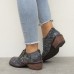 Genuine Leather Handmade Stitching Retro Comfy Side-zip Low Heel Oxfords Shoes