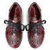 Handmade Leather Floral Splicing Stitching Side Zipper Lace-up Flat Shoes