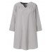 Casual Plain V-neck 3/4 Sleeve Women Solid Cotton Blouse