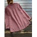 Women Long Sleeve Plaid Buttons Stand Collar Vintage Blouse