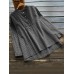 Women Long Sleeve Plaid Buttons Stand Collar Vintage Blouse