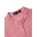 Women Long Sleeve Plaid Buttons Stand Collar Vintage Blouse