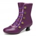 Women Solid Color Synthetic Leather Splicing Comfy Wearable Side Zippers Heel Short Boots