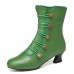 Women Solid Color Synthetic Leather Splicing Comfy Wearable Side Zippers Heel Short Boots