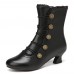 Women Solid Color Synthetic Leather Splicing Comfy Wearable Side Zippers Heel Short Boots