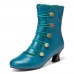 Women Solid Color Synthetic Leather Splicing Comfy Wearable Side Zippers Heel Short Boots