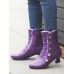 Women Solid Color Synthetic Leather Splicing Comfy Wearable Side Zippers Heel Short Boots