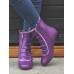 Women Solid Color Synthetic Leather Splicing Comfy Wearable Side Zippers Heel Short Boots